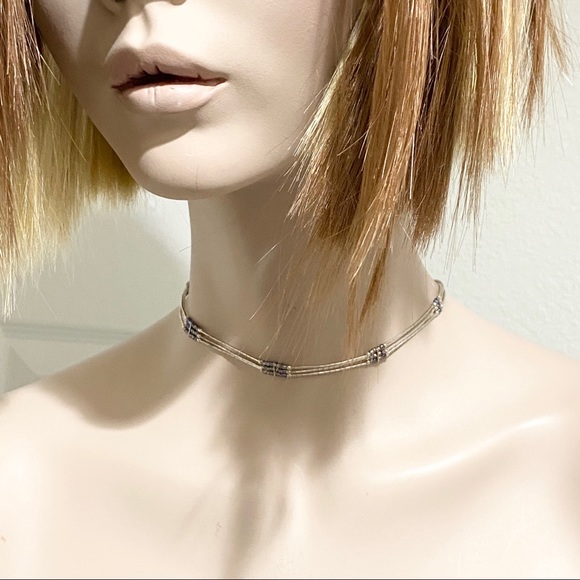 Liquid Silver 3-Strand Choker Necklace - Picture 1 of 8